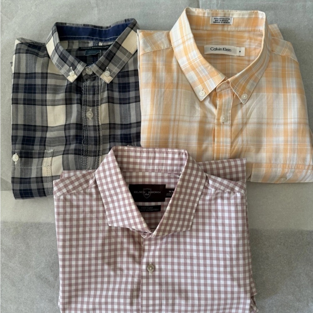 Men's Bundle Of 3 Shirt Sz M Calvin Klein,French Connection, Black Brown